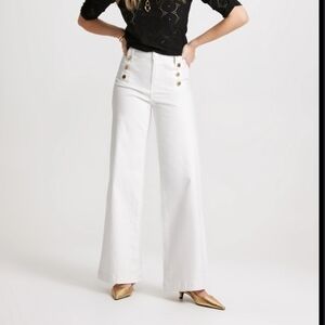 High-Waisted White Wide-Leg Jeans